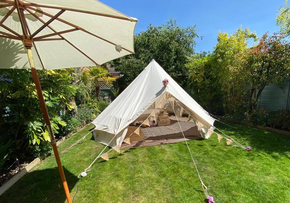 Bell tent glamping in your garden