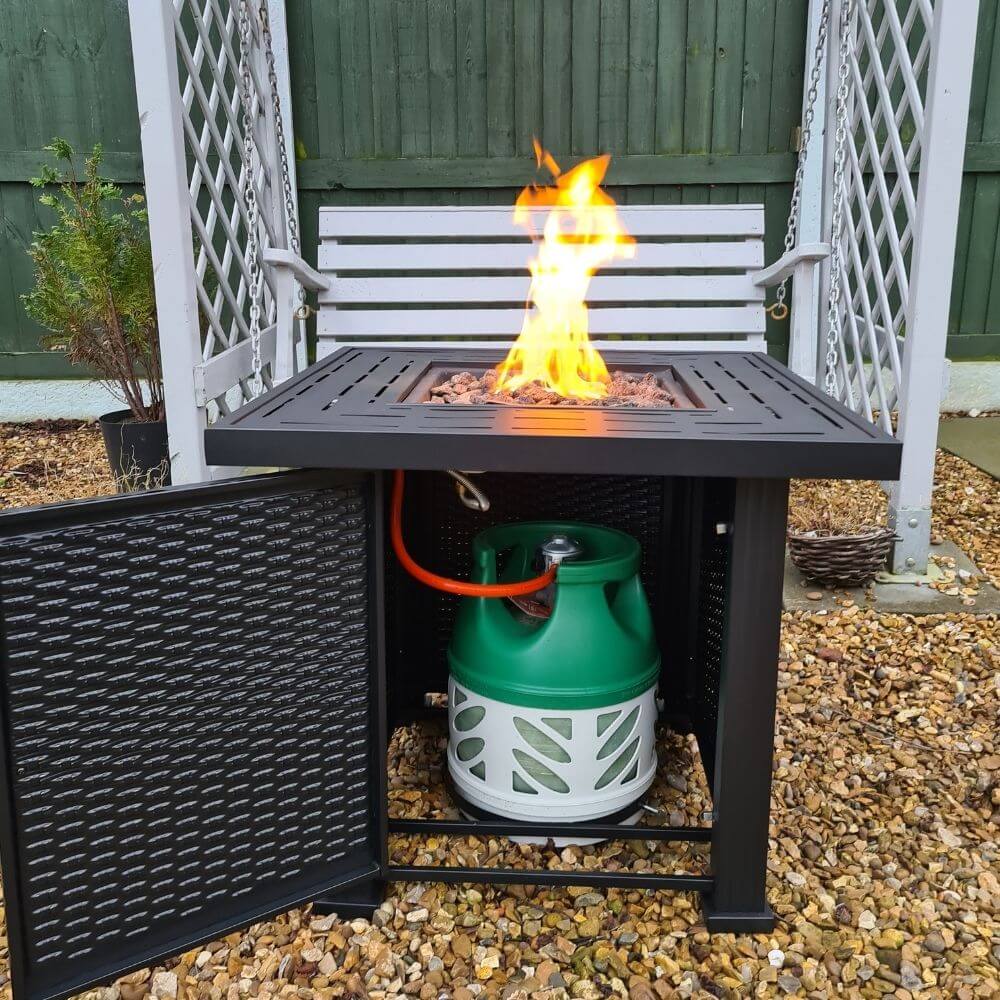 Aidan Circular 50K BTU Outdoor Gas Fire Pit Table With Tank Holder